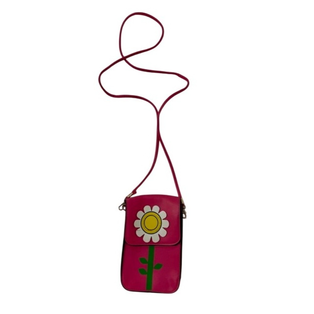 Pink Flower Phone Bag Crossbody Strap Cute Cartoon‎ Small Purse Women